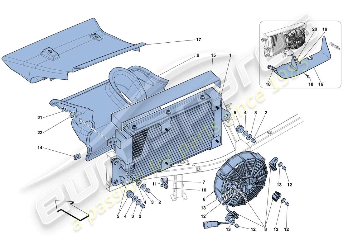 Ferrari 458 Spider (USA) GEARBOX OIL COOLING RADIATORS Part Diagram