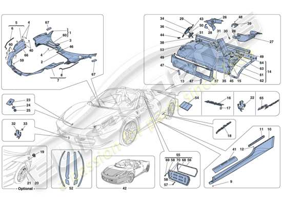 a part diagram from the Ferrari 458 Spider (USA) parts catalogue