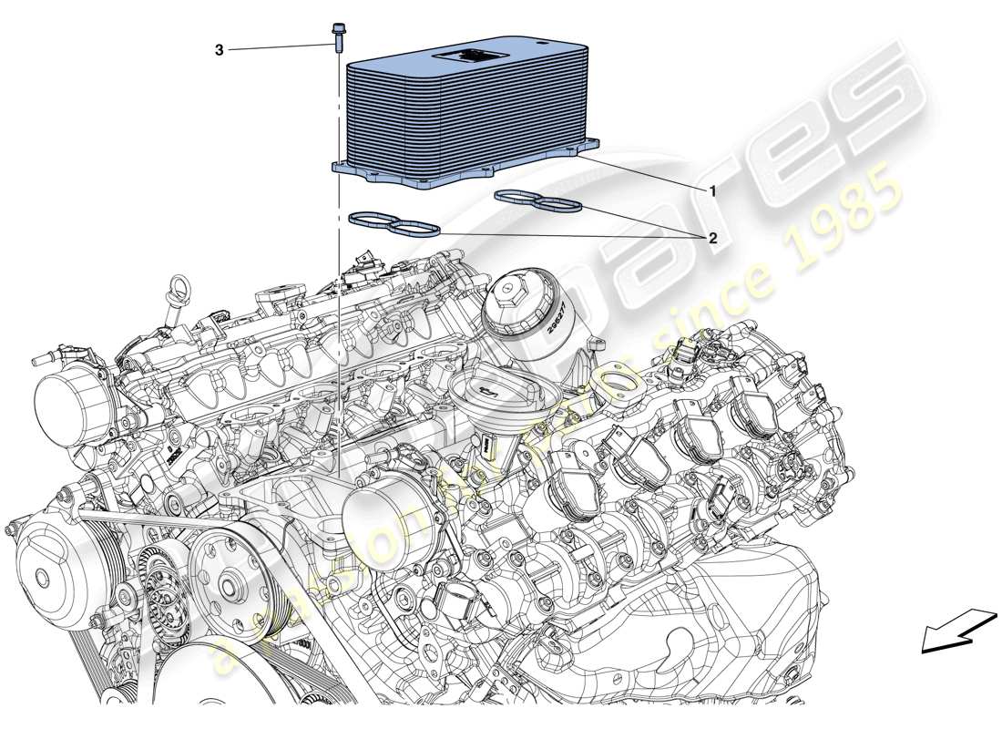 Ferrari California T (Europe) ENGINE HEAT EXCHANGER Parts Diagram