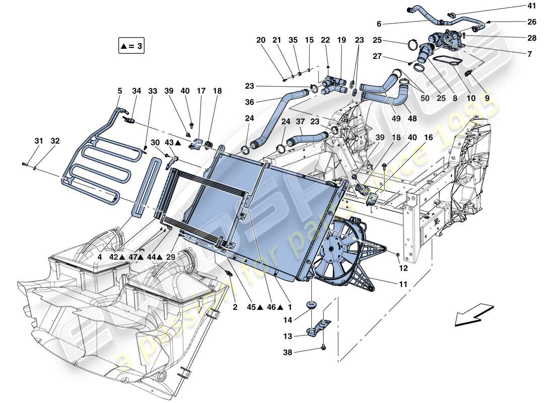 Ferrari California T (Europe) COOLING: RADIATORS AND AIR DUCTS Parts Diagram