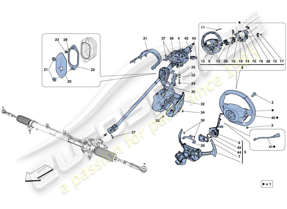 Ferrari California T (Europe) Steering Control Parts Diagram