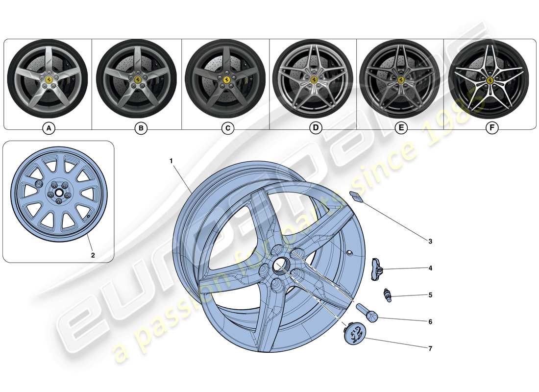 Ferrari California T (Europe) Wheels Parts Diagram