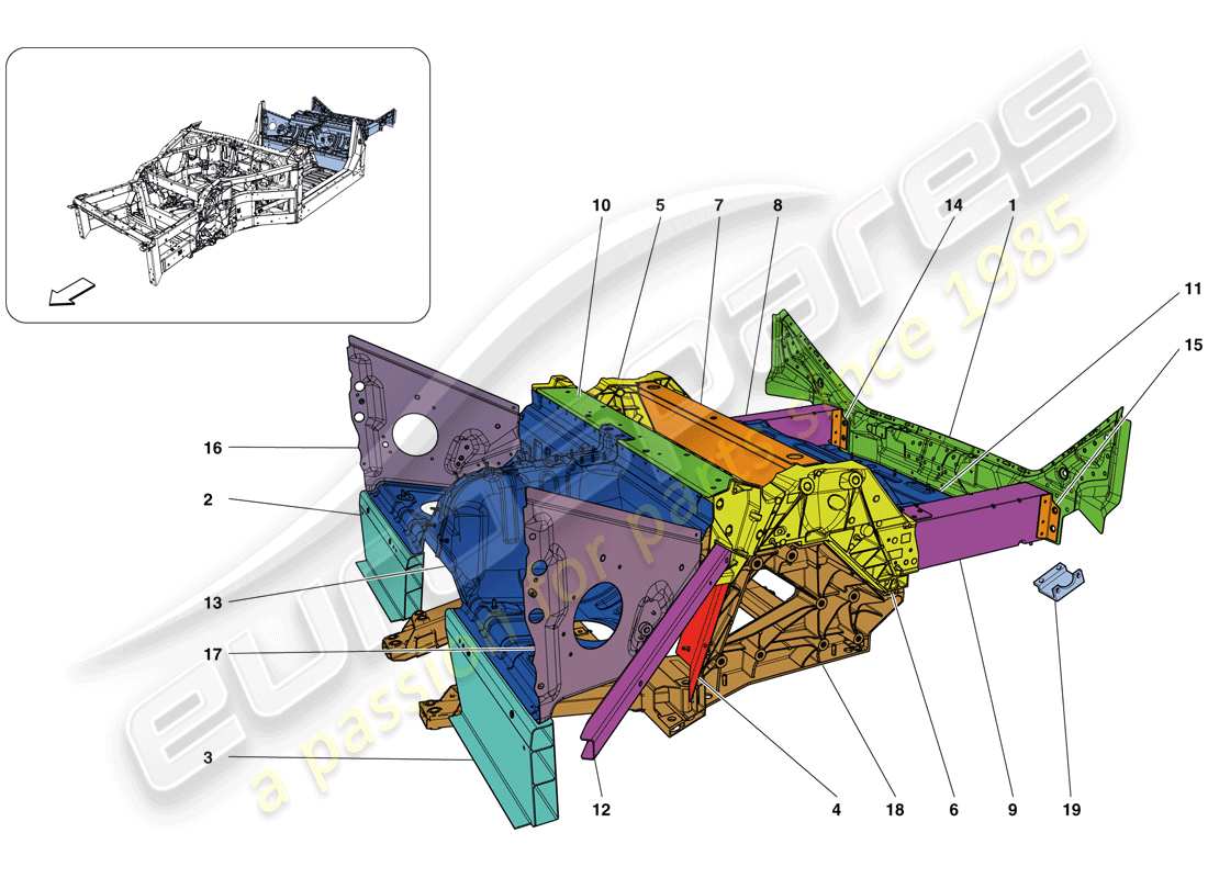 Ferrari California T (Europe) STRUCTURES AND ELEMENTS, REAR OF VEHICLE Parts Diagram