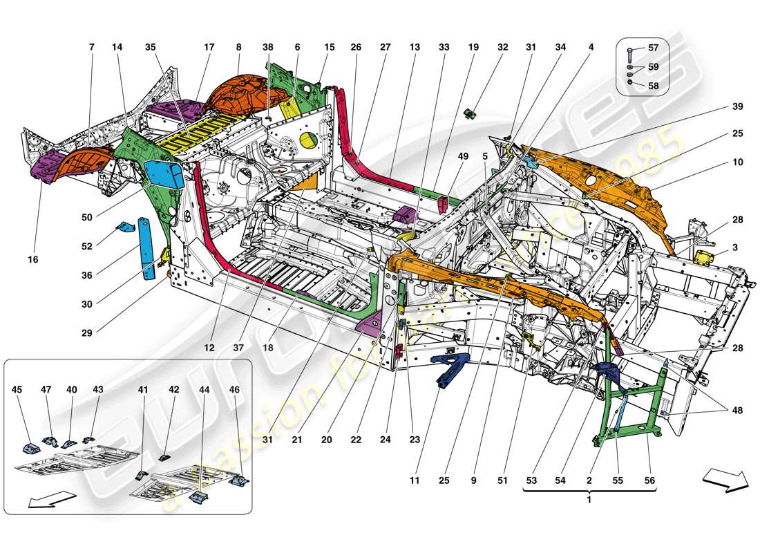 Ferrari California T (Europe) CHASSIS COMPLETION Parts Diagram