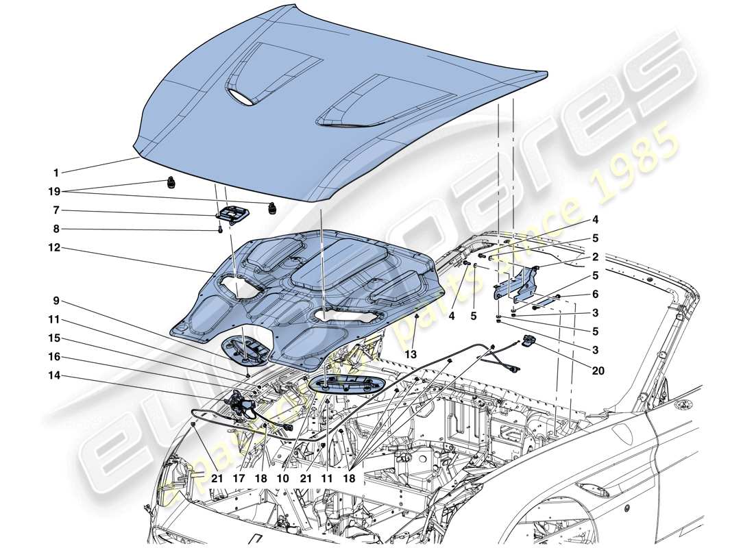 Ferrari California T (Europe) FRONT LID AND OPENING MECHANISM Parts Diagram