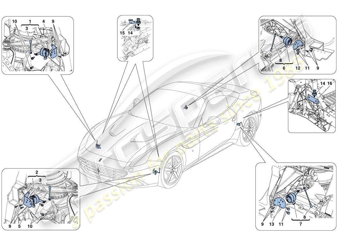 Ferrari California T (Europe) ELECTRONIC MANAGEMENT (SUSPENSION) Parts Diagram