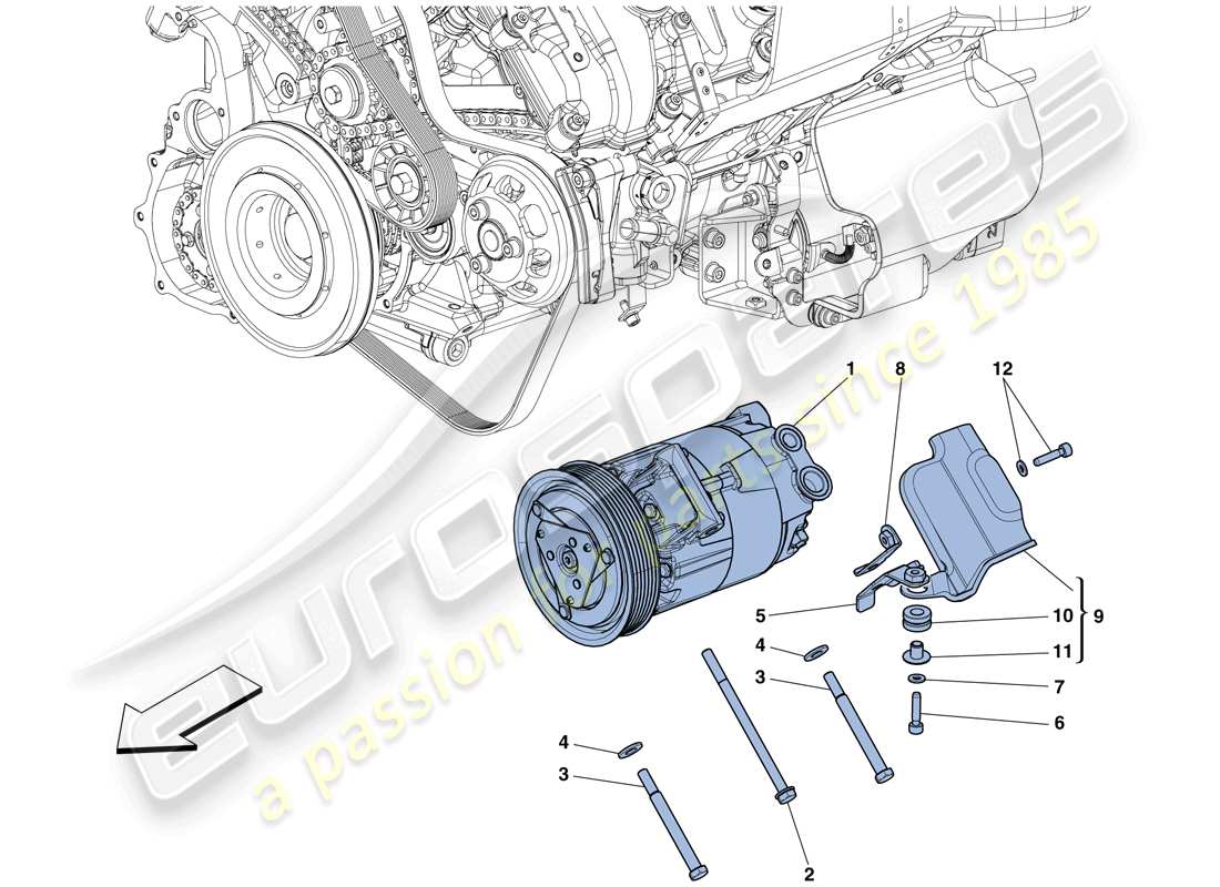 Ferrari 458 Speciale (RHD) AC SYSTEM COMPRESSOR Part Diagram