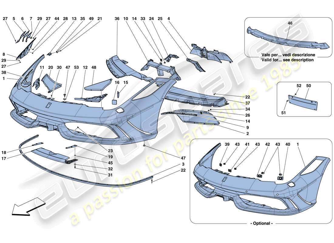 Ferrari 458 Speciale (RHD) FRONT BUMPER Part Diagram