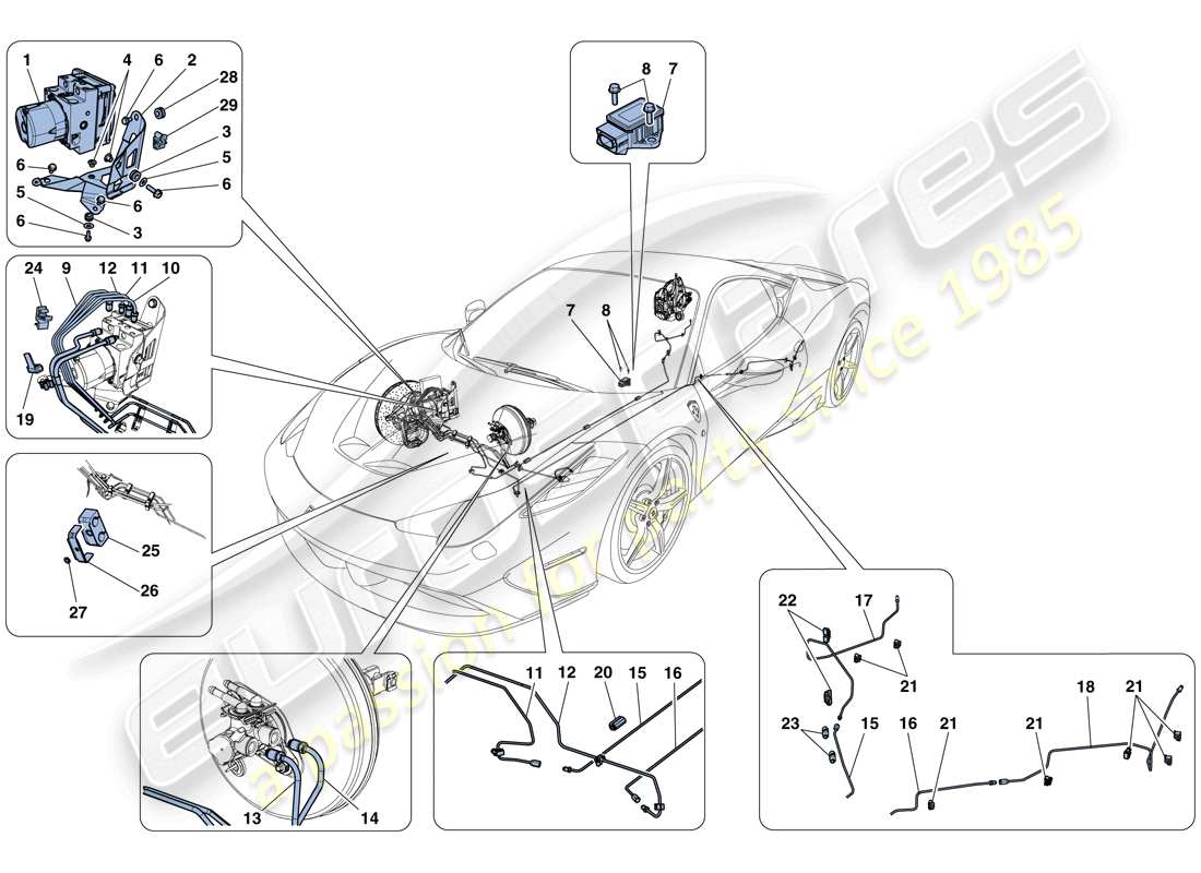 Ferrari 458 Speciale (USA) Brake System Part Diagram