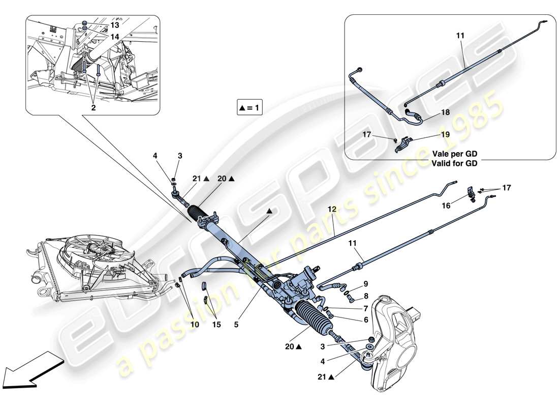 Ferrari 458 Speciale (USA) HYDRAULIC POWER STEERING BOX Part Diagram