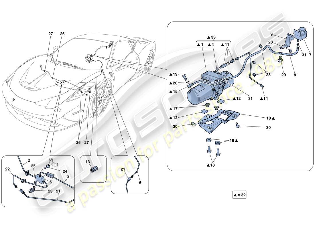 Ferrari 458 Speciale (USA) VEHICLE LIFT SYSTEM Part Diagram