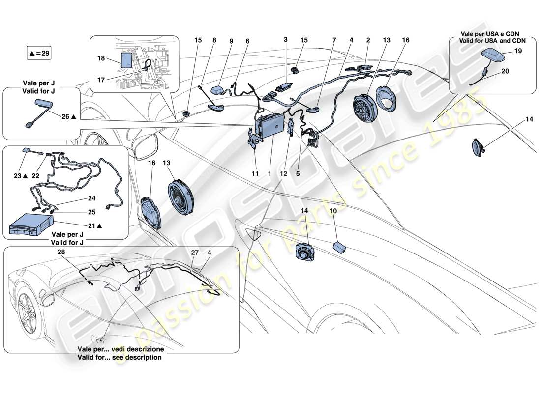 Ferrari 458 Speciale (USA) HI-FI SYSTEM Part Diagram