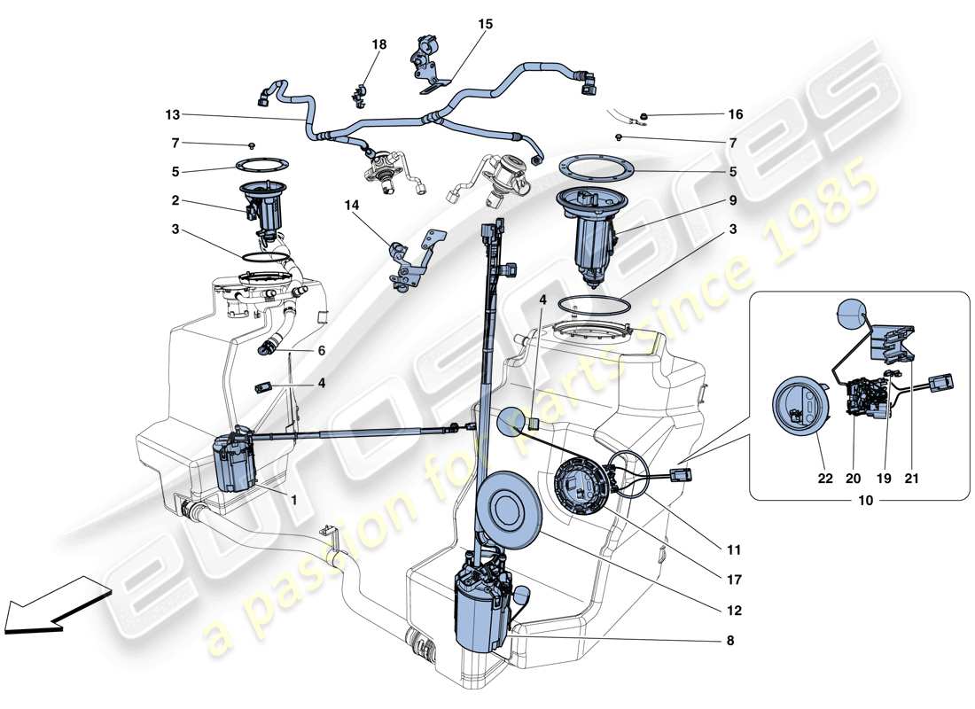 Ferrari 458 Speciale Aperta (Europe) fuel system pumps and pipes Parts Diagram