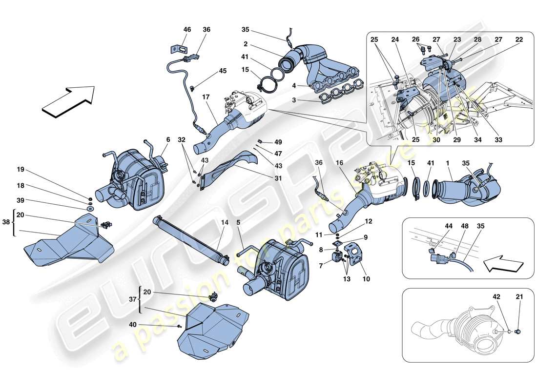 Ferrari 458 Speciale Aperta (Europe) Exhaust System Parts Diagram