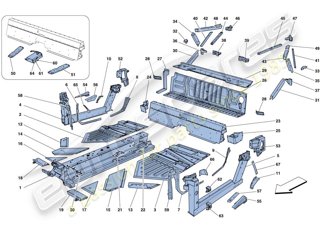 Ferrari 458 Speciale Aperta (Europe) CENTRAL ELEMENTS AND PANELS Part Diagram