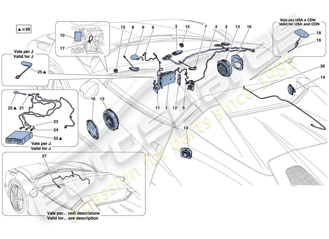 Ferrari 458 Speciale Aperta (Europe) HI-FI SYSTEM Part Diagram