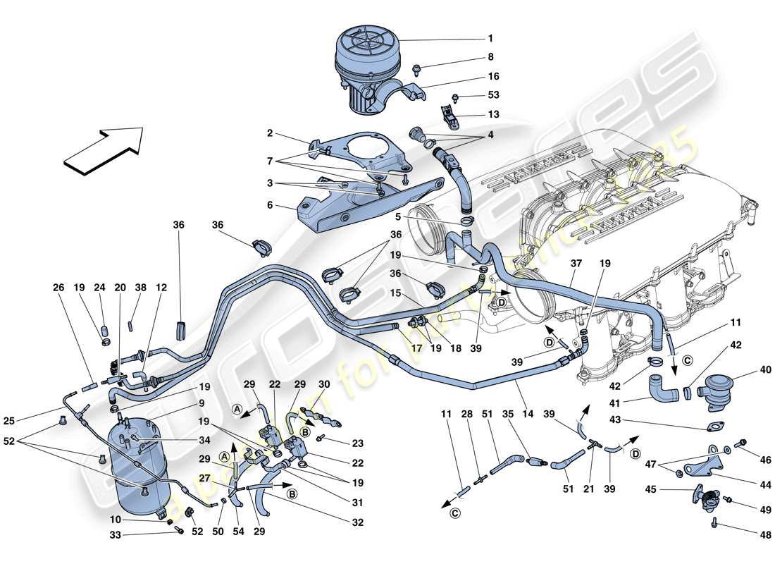 Ferrari 458 Speciale Aperta (RHD) secondary air system Part Diagram