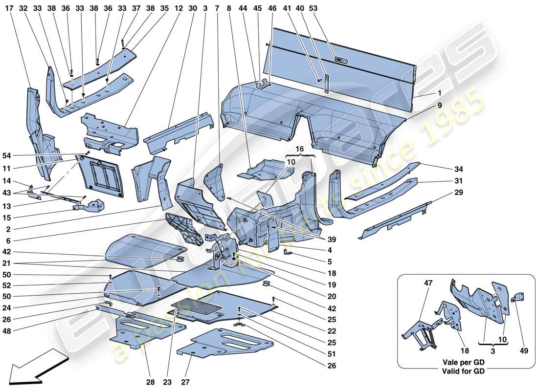 Ferrari 458 Speciale Aperta (RHD) PASSENGER COMPARTMENT MATS Part Diagram