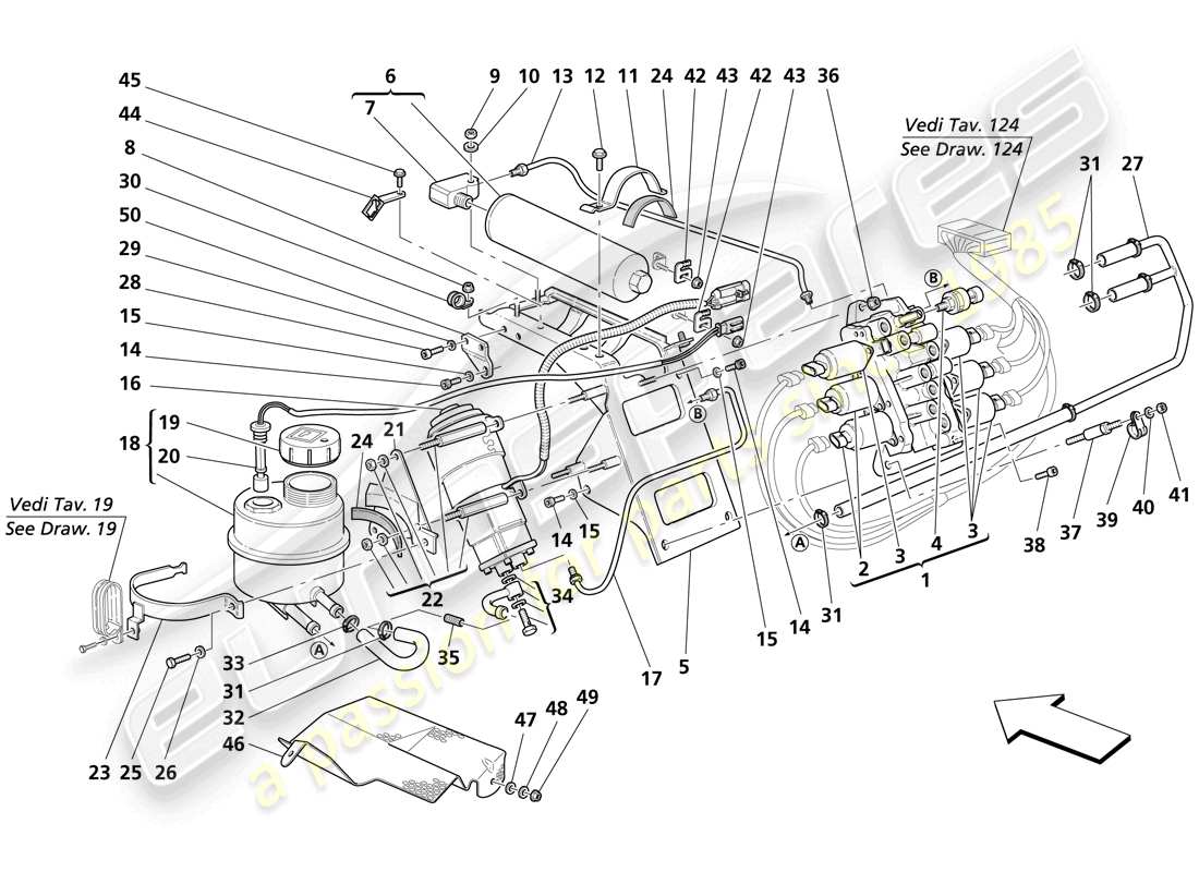 Maserati Trofeo Power Unit and Tank Part Diagram