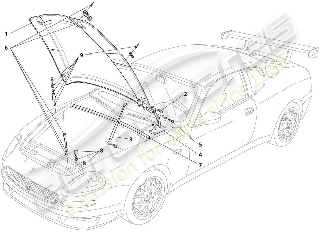 Maserati Trofeo Engine Bonnet Part Diagram