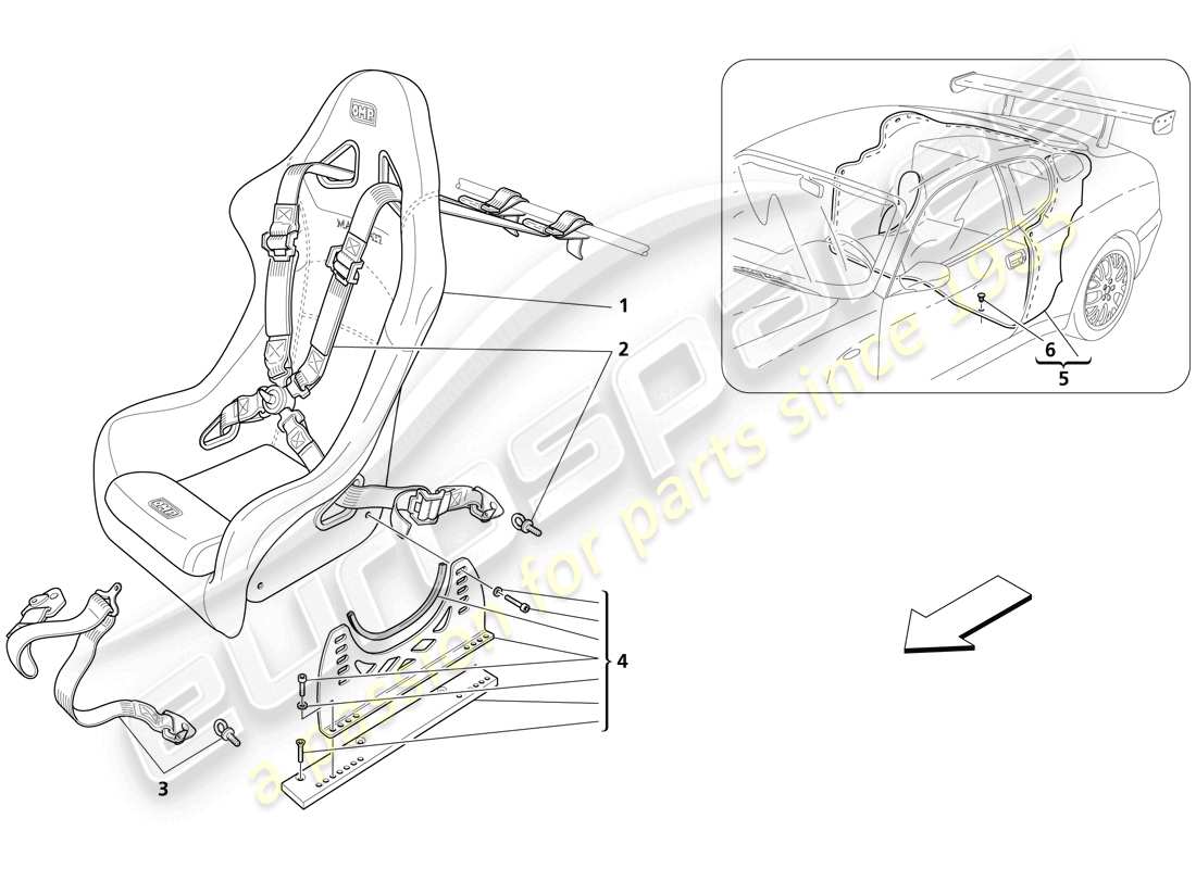 Maserati Trofeo FRONT SEAT, BELTS AND REAR COVER Part Diagram