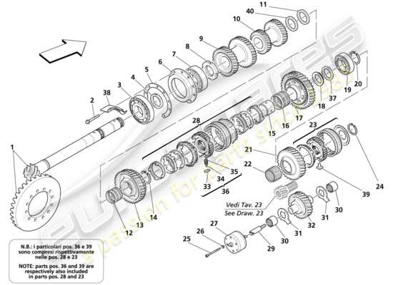 a part diagram from the Maserati 4200 parts catalogue