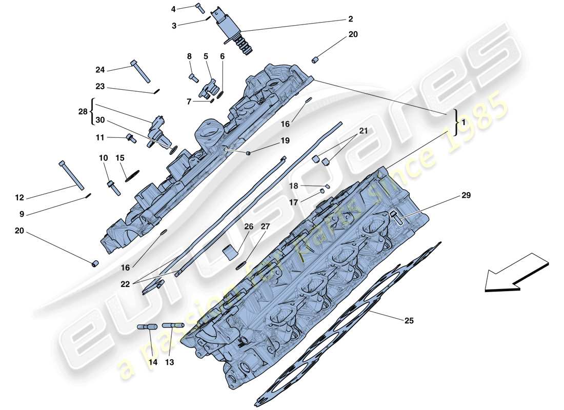 Ferrari 488 GTB (Europe) right hand cylinder head Parts Diagram