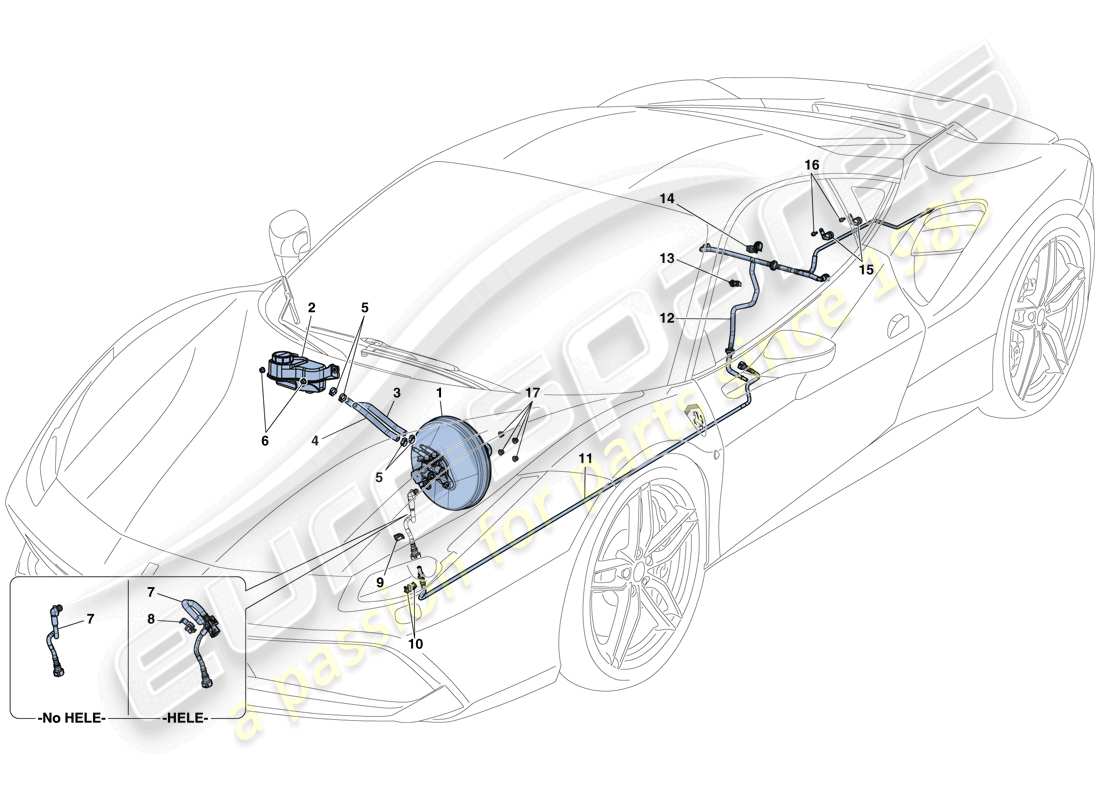 Ferrari 488 GTB (Europe) SERVO BRAKE SYSTEM Part Diagram