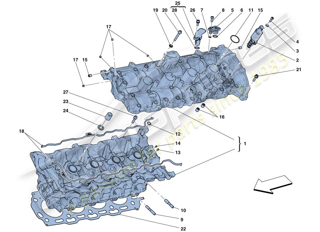 Ferrari 488 GTB (RHD) left hand cylinder head Part Diagram