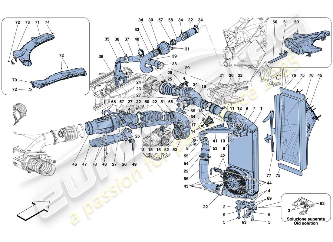 Ferrari 488 GTB (RHD) Intercooler Parts Diagram