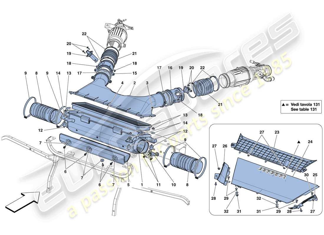 Ferrari 488 GTB (RHD) air filter, air intake and ducts Part Diagram