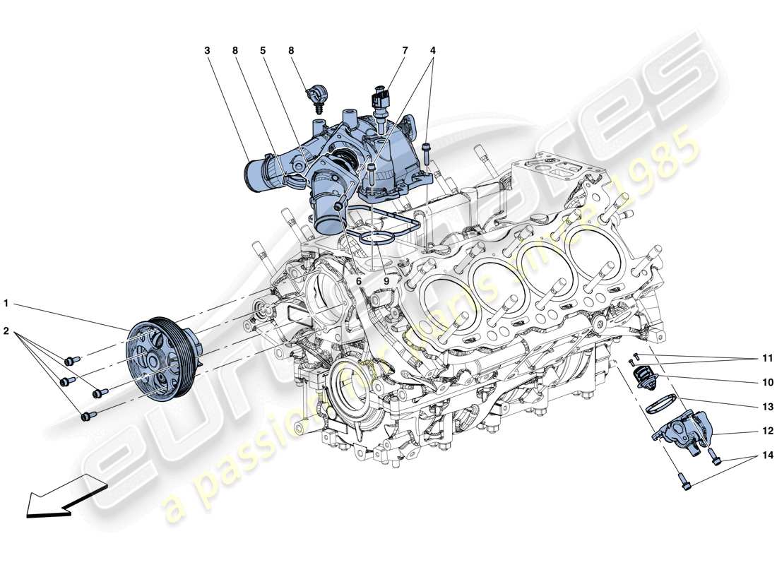 Ferrari 488 GTB (RHD) COOLING - WATER PUMP Part Diagram