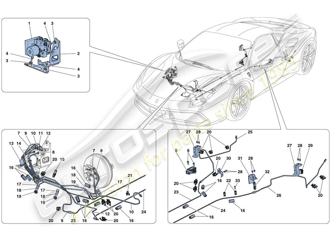 Ferrari 488 GTB (RHD) Brake System Parts Diagram