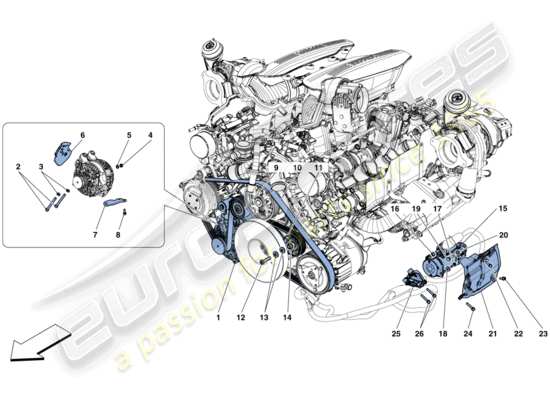 a part diagram from the Ferrari 488 GTB (RHD) parts catalogue