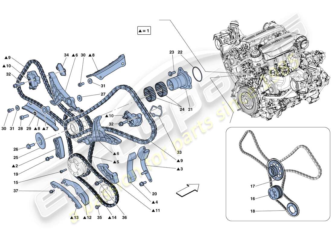 Ferrari 488 GTB (USA) timing system - drive Part Diagram