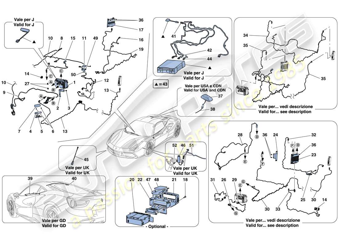 Ferrari 488 GTB (USA) INFOTAINMENT SYSTEM Part Diagram