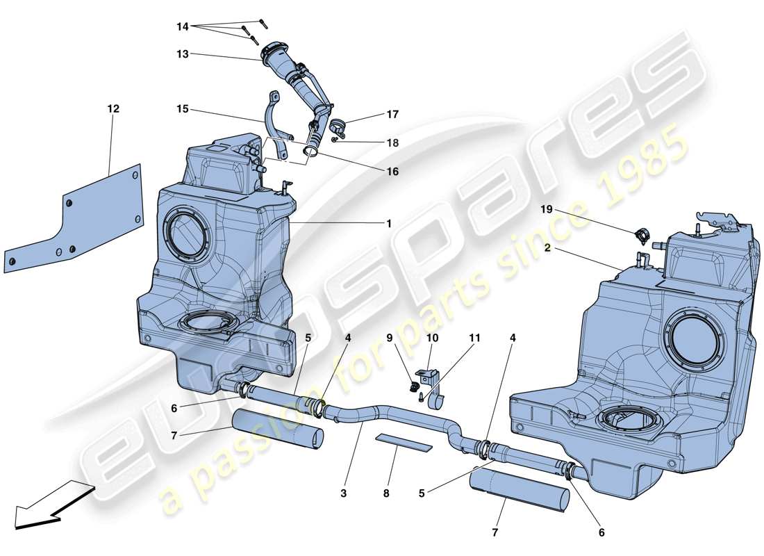 Ferrari 488 Spider (RHD) FUEL TANKS AND FILLER NECK Parts Diagram