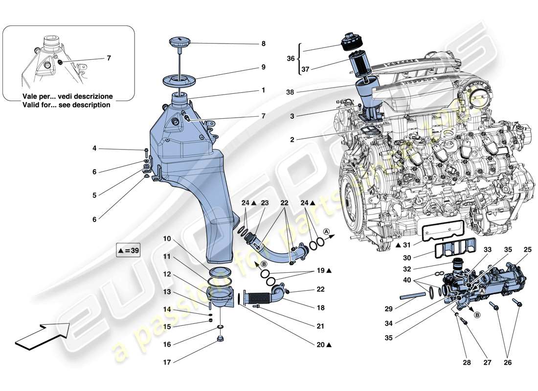Ferrari 488 Spider (RHD) LUBRICATION SYSTEM: TANK, PUMP AND FILTER Parts Diagram