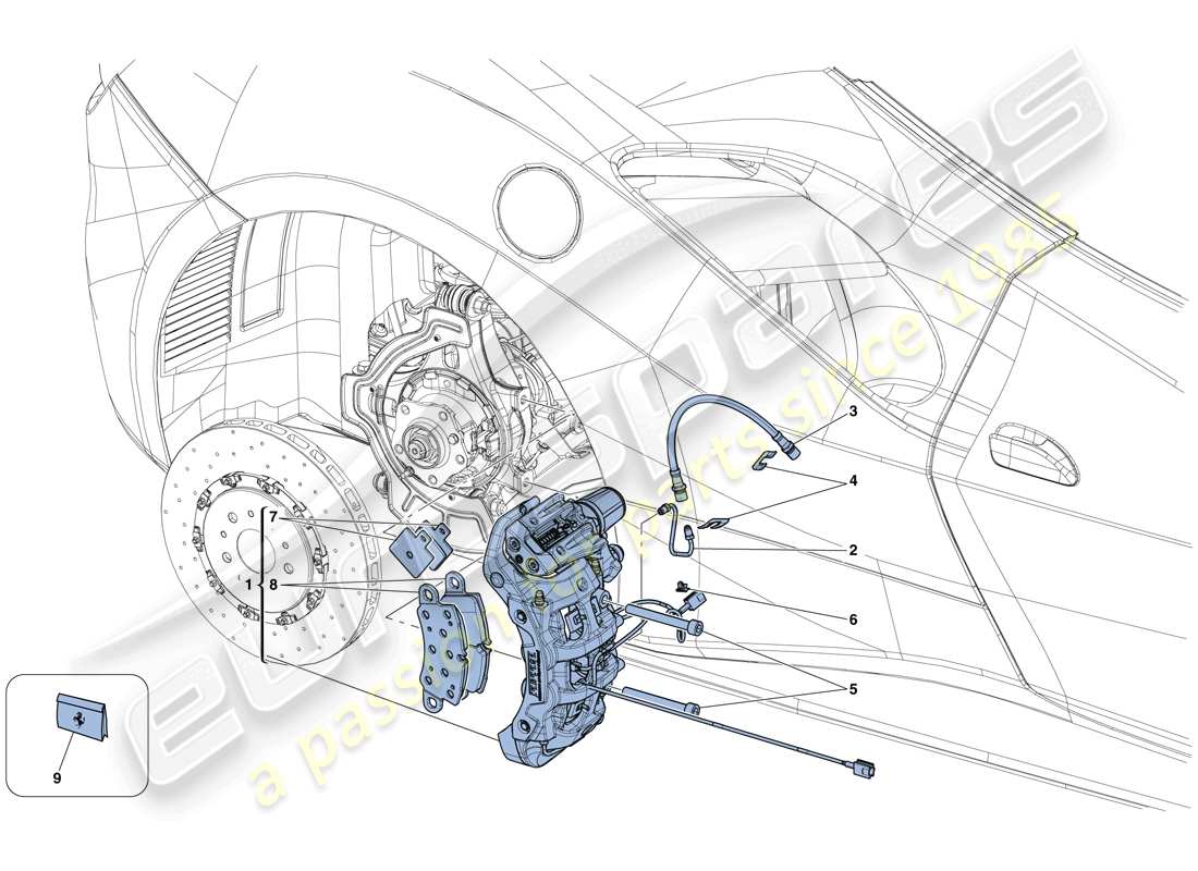 Ferrari 488 Spider (RHD) REAR BRAKE CALLIPERS Parts Diagram