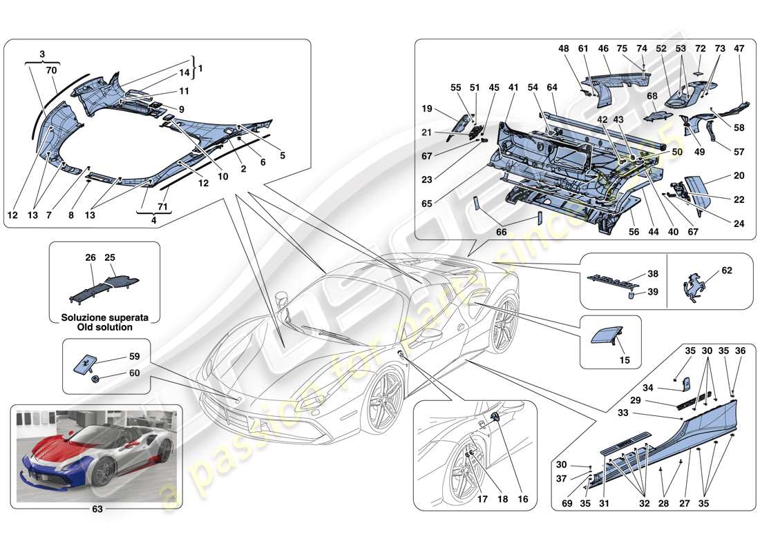 Ferrari 488 Spider (RHD) SHIELDS - EXTERNAL TRIM Parts Diagram