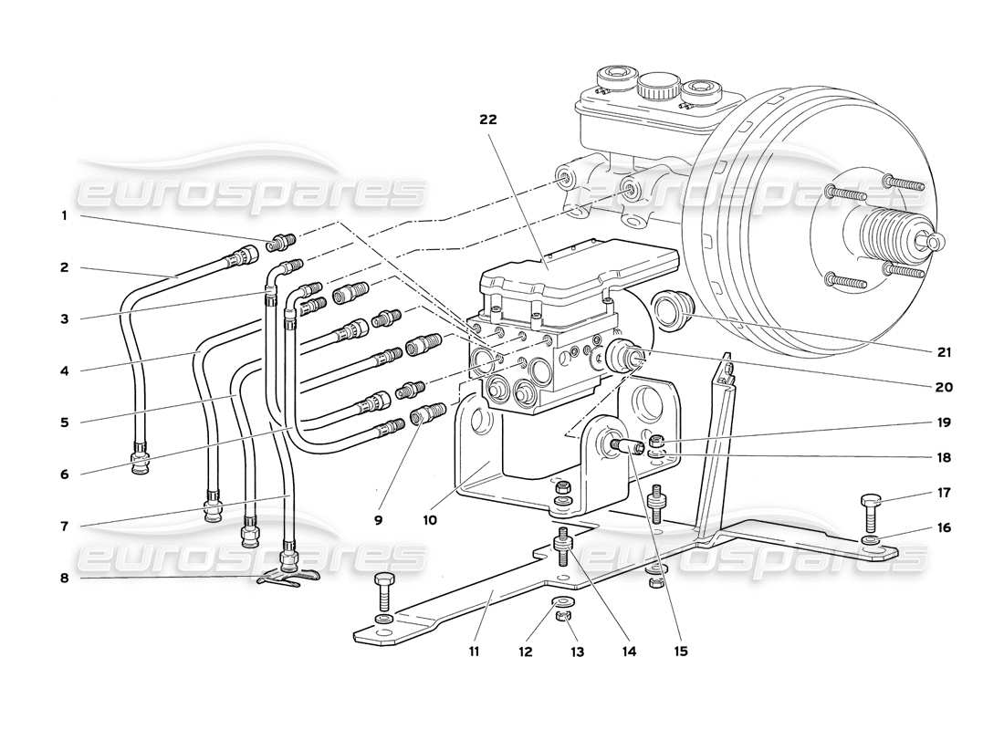 Lamborghini Diablo SV (1999) Electrohydraulic ABS ECU Parts Diagram