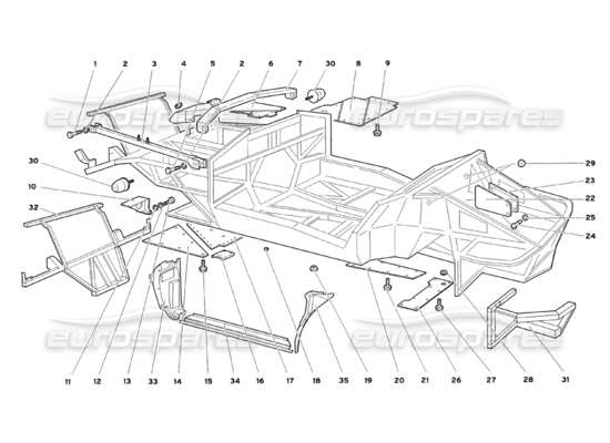 a part diagram from the Lamborghini Diablo parts catalogue