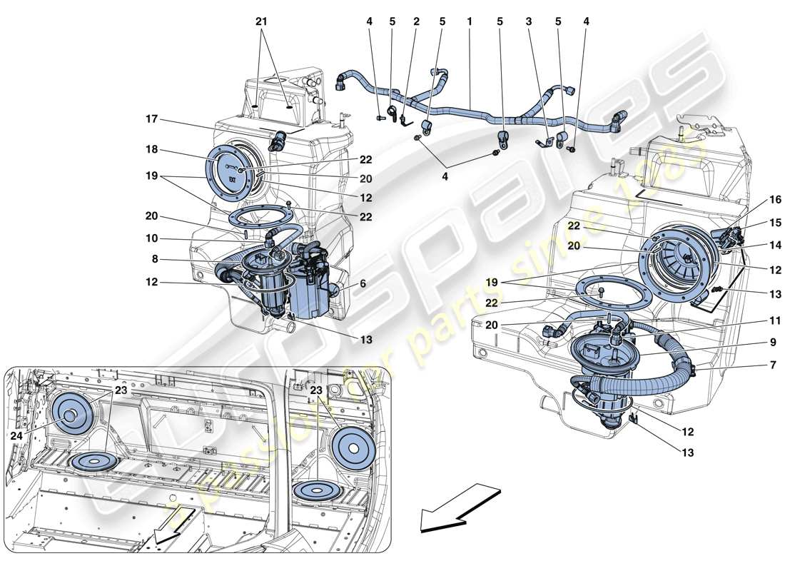 Ferrari 488 Spider (USA) fuel system pumps and pipes Part Diagram