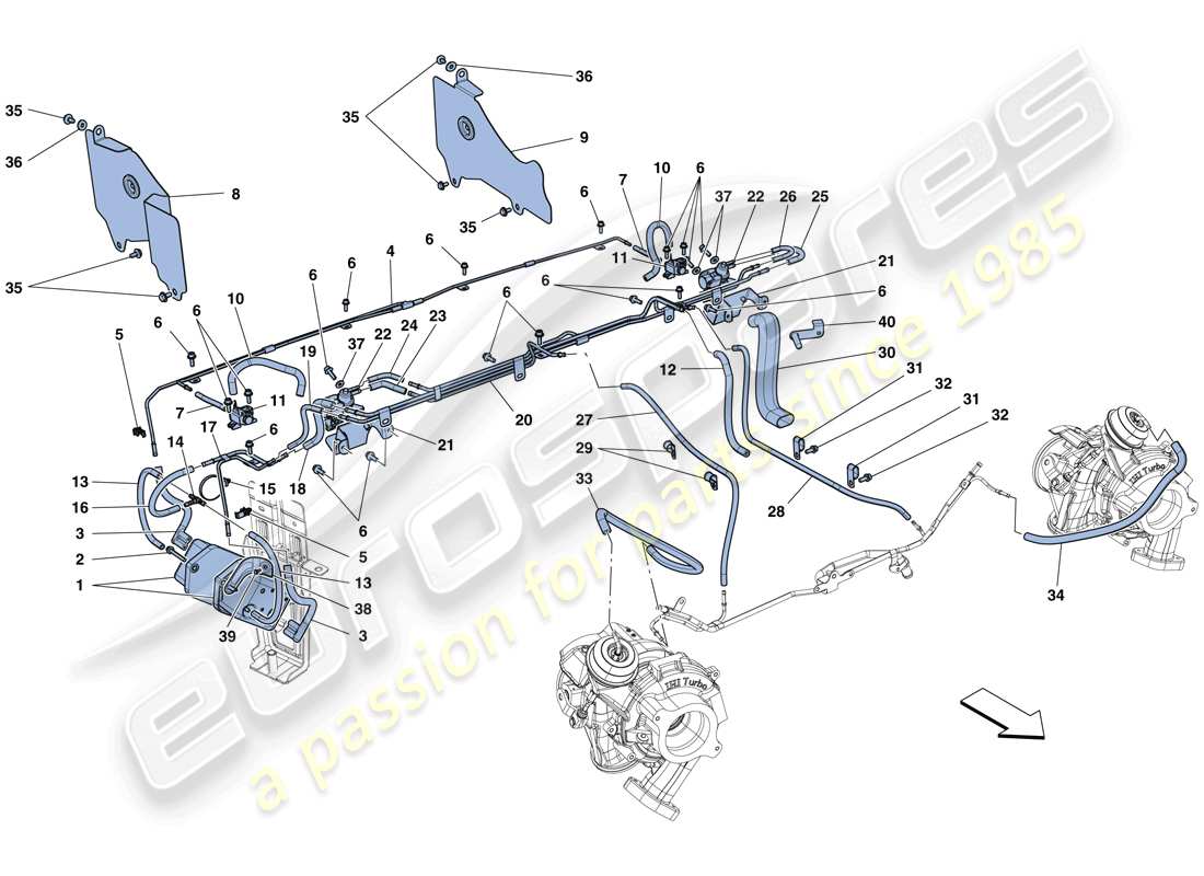 Ferrari 488 Spider (USA) TURBOCHARGING SYSTEM ADJUSTMENTS Part Diagram