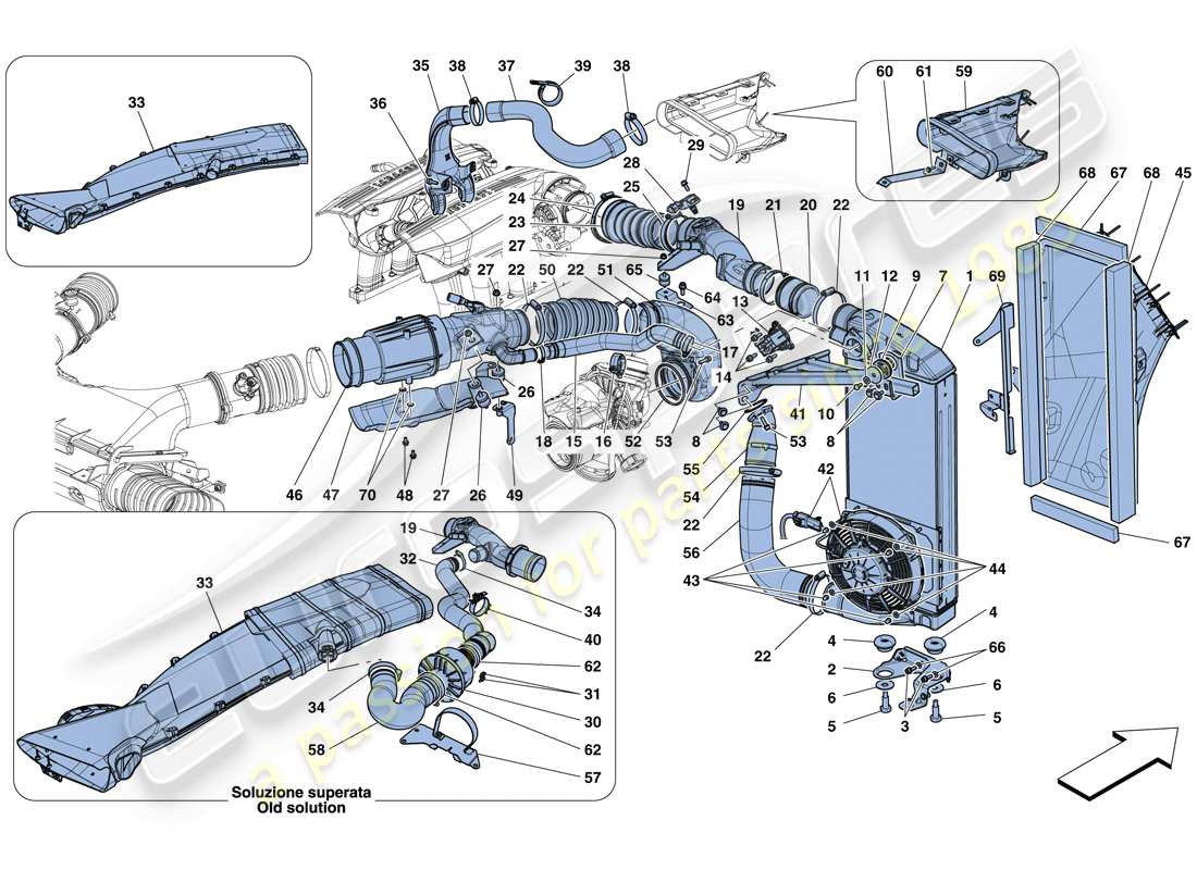 Ferrari 488 Spider (USA) Intercooler Parts Diagram