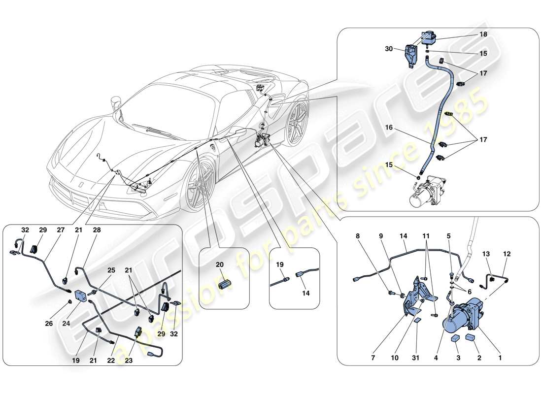 Ferrari 488 Spider (USA) VEHICLE LIFT SYSTEM Parts Diagram