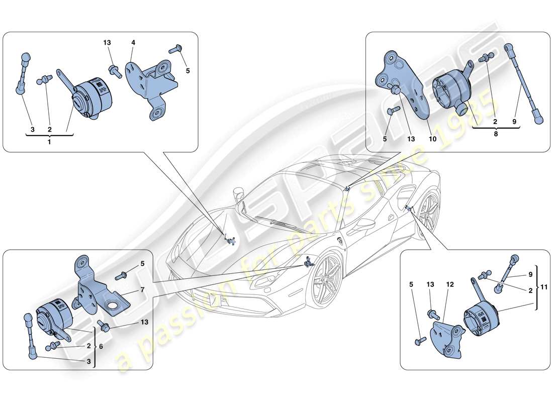 Ferrari 488 Spider (USA) ELECTRONIC MANAGEMENT (SUSPENSION) Parts Diagram