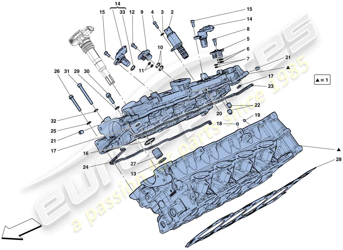 Ferrari GTC4 Lusso T (EUROPE) right hand cylinder head Part Diagram