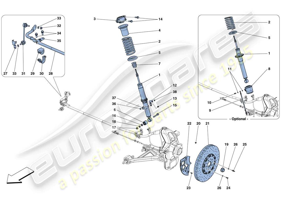 Ferrari GTC4 Lusso T (EUROPE) Front Suspension - Shock Absorber and Brake Disc Parts Diagram