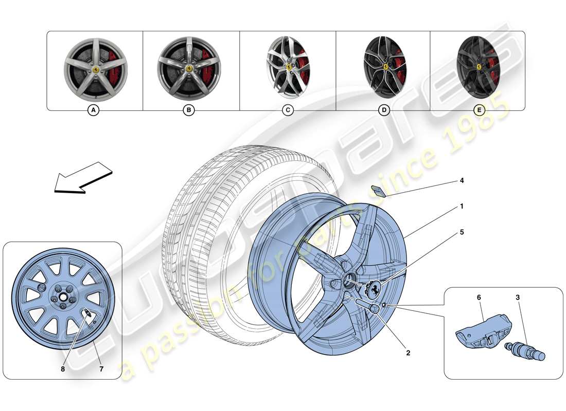 Ferrari GTC4 Lusso T (EUROPE) Wheels Part Diagram